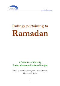 Rulings pertaining to Ramadan