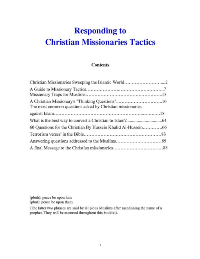 Responding to Christian Missionaries Tactics
Various Authors