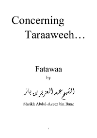 Concerning Taraaweeh   … Fatawaa