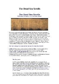The Dead Sea Scrolls
Misheal Al-Kadhi