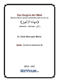 Das Zeugnis der Bibel