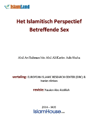 Het Islamitisch Perspectief Betreffende Sex