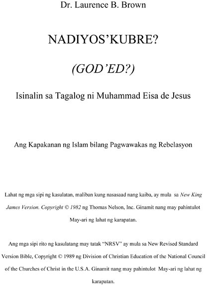 Nadiyos’ Kubre? (GOD’ED?)