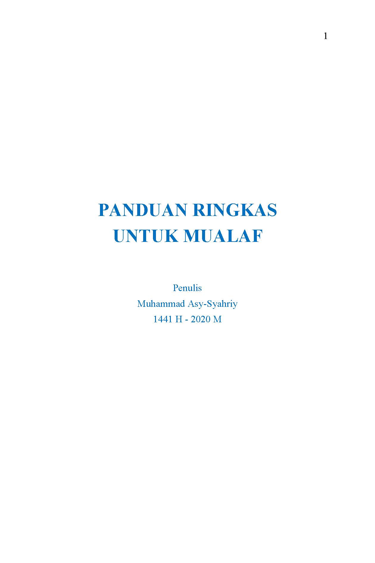 PANDUAN RINGKAS UNTUK MUALAF